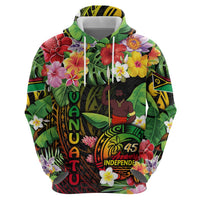 45th Anniversary of Freedom Vanuatu Zip Hoodie Island Pride Cultural Power Pacific Unity