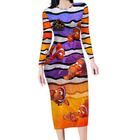The Ocean Best Dad Long Sleeve Bodycon Dress Like Marlin Happy Fathers Day To a True Hero DT02 Long Dress Art - Polynesian Pride
