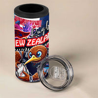 Kiwi New Zealand Rugby 4 in 1 Can Cooler Tumbler Kiwis Mascot Tropical Pattern DT02 - Polynesian Pride