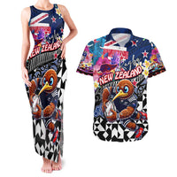Personalized Kiwi New Zealand Rugby Couples Matching Tank Maxi Dress and Hawaiian Shirt Kiwis Mascot Tropical Pattern