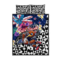 Kiwi New Zealand Rugby Quilt Bed Set Kiwis Mascot Tropical Pattern