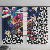 Kiwi New Zealand Rugby Window Curtain Kiwis Mascot Tropical Pattern