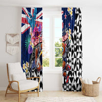 Kiwi New Zealand Rugby Window Curtain Kiwis Mascot Tropical Pattern