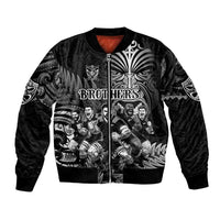 Personalized All Black Brothers Rugby Bomber Jacket New Zealand Maori Haka