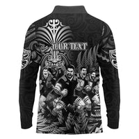 Personalized All Black Brothers Rugby Long Sleeve Polo Shirt New Zealand Maori Haka