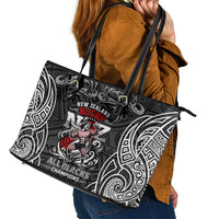 All Black NZL Rugby Champions Leather Tote Bag Maori Warrior DT02 - Polynesian Pride