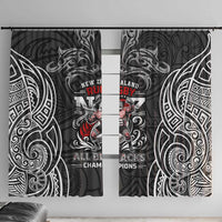 All Black NZL Rugby Champions Window Curtain Maori Warrior DT02 With Hooks Black - Polynesian Pride