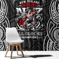 All Black NZL Rugby Champions Window Curtain Maori Warrior DT02 - Polynesian Pride