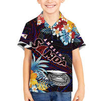 Personalized Amelika Samoa Sharks Polynesia Family Matching Off Shoulder Short Dress and Hawaiian Shirt American Samoa