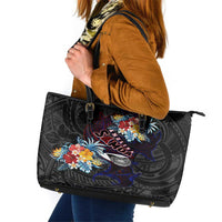 Amelika Samoa Sharks Polynesia Leather Tote Bag American Samoa DT02 Black - Polynesian Pride
