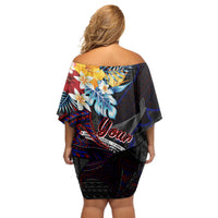 Personalized Amelika Samoa Sharks Polynesia Off Shoulder Short Dress American Samoa