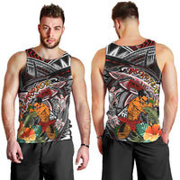 Personalized American Samoa Warrior Men Tank Top Shark Turtle Polynesian Tattoo