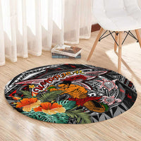 American Samoa Warrior Round Carpet Shark Turtle Polynesian Tattoo