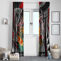 American Samoa Warrior Window Curtain Shark Turtle Polynesian Tattoo