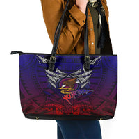 Personalized American Samoa Flag Leather Tote Bag Eagles Polynesian Art DT02 - Polynesian Pride