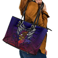 Personalized American Samoa Flag Leather Tote Bag Eagles Polynesian Art DT02 - Polynesian Pride
