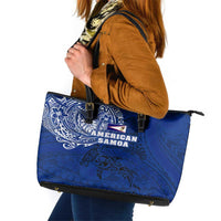 Sharks And American Samoa Leather Tote Bag Simple Polynesian Blue DT02 Blue - Polynesian Pride