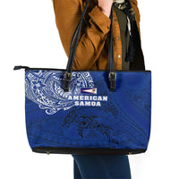 Sharks And American Samoa Leather Tote Bag Simple Polynesian Blue DT02 - Polynesian Pride