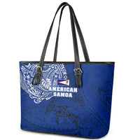 Sharks And American Samoa Leather Tote Bag Simple Polynesian Blue DT02 - Polynesian Pride