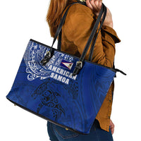 Sharks And American Samoa Leather Tote Bag Simple Polynesian Blue DT02 - Polynesian Pride