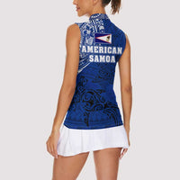 Sharks And American Samoa Women Sleeveless Polo Shirt Simple Polynesian Blue