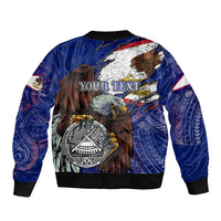 American Samoa Sleeve Zip Bomber Jacket Brave Eagle Flag Color DT02 - Polynesian Pride