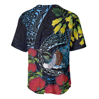 New Zealand Tui Bird Baseball Jersey Maori Koru Mix Pohutukawa
