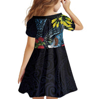 New Zealand Tui Bird Family Matching Summer Maxi Dress and Hawaiian Shirt Maori Koru Mix Pohutukawa DT04 - Polynesian Pride