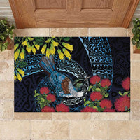 New Zealand Tui Bird Rubber Doormat Maori Koru Mix Pohutukawa