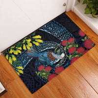 New Zealand Tui Bird Rubber Doormat Maori Koru Mix Pohutukawa