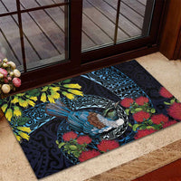 New Zealand Tui Bird Rubber Doormat Maori Koru Mix Pohutukawa