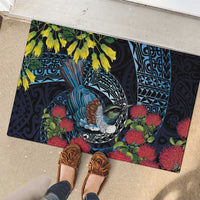 New Zealand Tui Bird Rubber Doormat Maori Koru Mix Pohutukawa