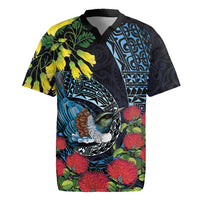 New Zealand Tui Bird Rugby Jersey Maori Koru Mix Pohutukawa DT04 Black - Polynesian Pride