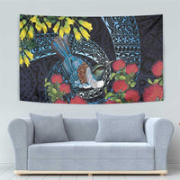 New Zealand Tui Bird Tapestry Maori Koru Mix Pohutukawa