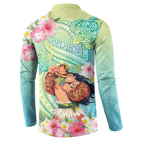 Personalised Hawaii Father's Day Button Sweatshirt Happy Father And Child DT04 - Polynesian Pride
