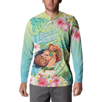 Personalised Hawaii Father's Day Button Sweatshirt Happy Father And Child DT04 - Polynesian Pride