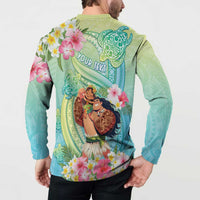 Personalised Hawaii Father's Day Button Sweatshirt Happy Father And Child DT04 - Polynesian Pride