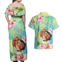 Personalised Hawaii Father's Day Couples Matching Off Shoulder Maxi Dress and Hawaiian Shirt Happy Father And Child DT04 - Polynesian Pride