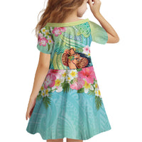 Personalised Hawaii Father's Day Family Matching Off The Shoulder Long Sleeve Dress and Hawaiian Shirt Happy Father And Child