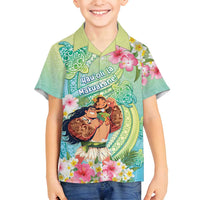 Personalised Hawaii Father's Day Family Matching Off Shoulder Short Dress and Hawaiian Shirt Happy Father And Child