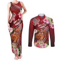 Personalised New Zealand Father's Day Couples Matching Tank Maxi Dress and Long Sleeve Button Shirt Happy Father And Child