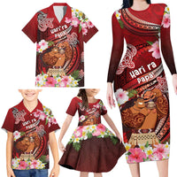 Personalised New Zealand Father's Day Family Matching Long Sleeve Bodycon Dress and Hawaiian Shirt Happy Father And Child DT04 - Polynesian Pride