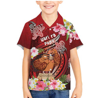 Personalised New Zealand Father's Day Family Matching Mermaid Dress and Hawaiian Shirt Happy Father And Child DT04 Son's Shirt Red - Polynesian Pride