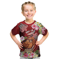 Personalised New Zealand Father's Day Kid T Shirt Happy Father And Child DT04 Red - Polynesian Pride