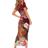 Personalised New Zealand Father's Day Short Sleeve Bodycon Dress Happy Father And Child