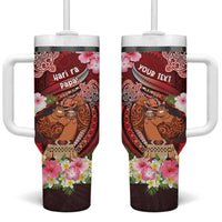 Personalised New Zealand Father's Day Tumbler With Handle Happy Father And Child DT04 One Size: 40 oz Red - Polynesian Pride