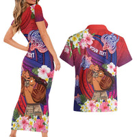Personalised Samoa Father's Day Couples Matching Short Sleeve Bodycon Dress and Hawaiian Shirt Happy Father And Child