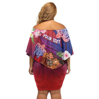 Personalised Samoa Father's Day Off Shoulder Short Dress Happy Father And Child