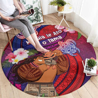 Samoa Father's Day Round Carpet Happy Father And Child