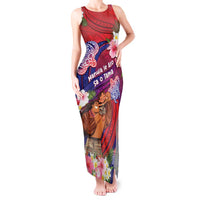 Personalised Samoa Father's Day Tank Maxi Dress Happy Father And Child DT04 Women Red - Polynesian Pride